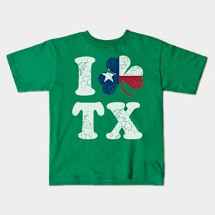 Love Texas Flag Irish St Patricks Day Texan Kids T-Shirt